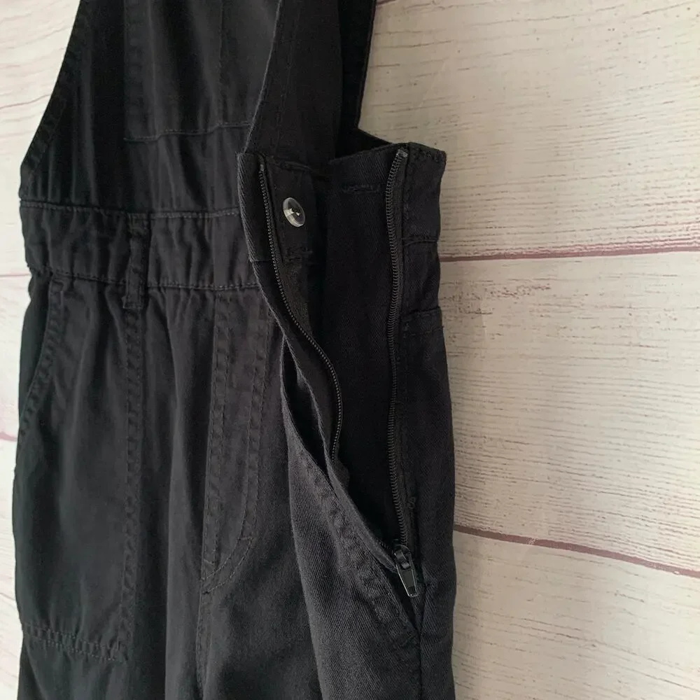 H&M Divided Black Bib Overall Jumpsuit Joggers Cargo Utility Size 0